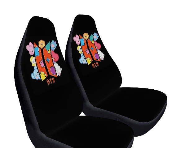 BTS BT21 Logo Car Microfiber Seat Covers - Set of 2 - Immediate shipping! - Beyond The Shoppe