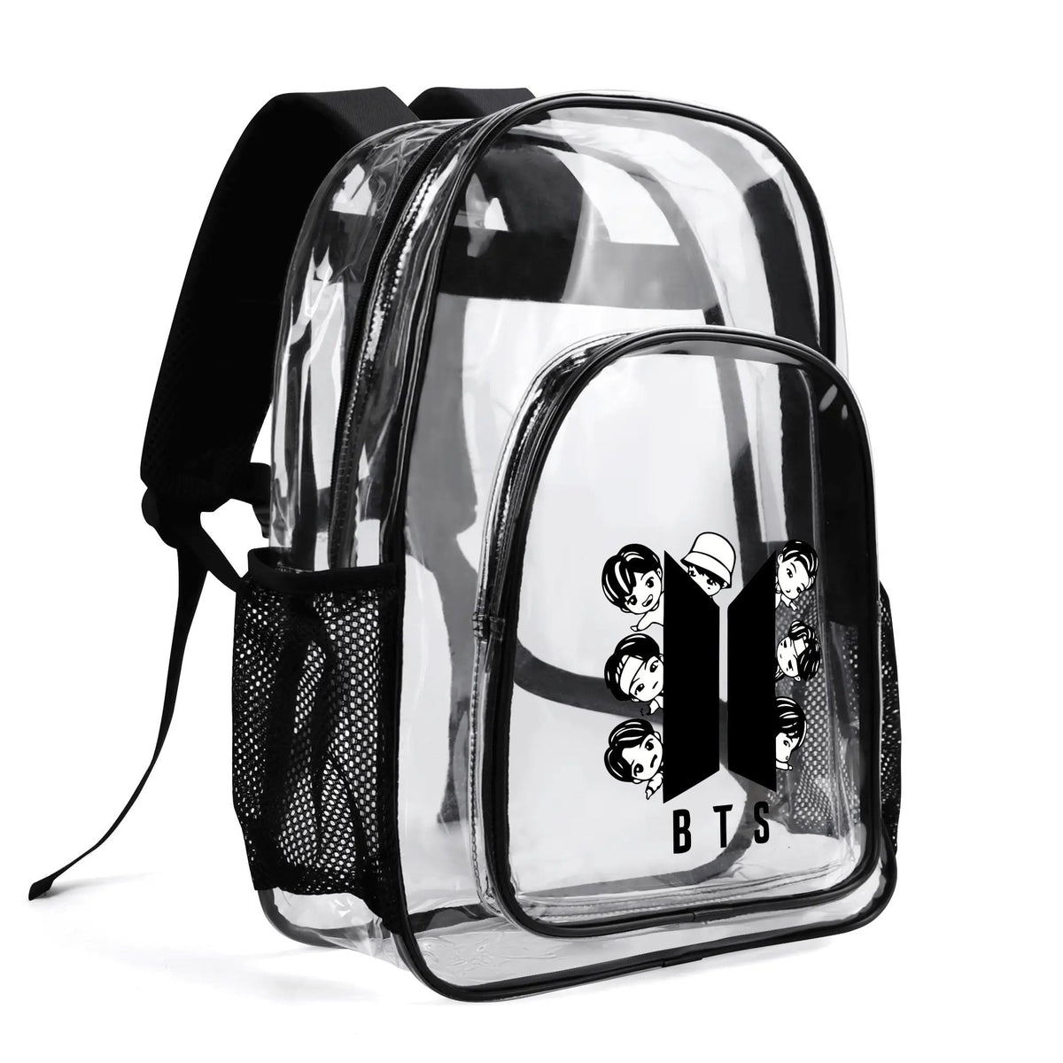 BTS BT21 Logo Series Clear Backpack - clear transparent see through bag bookbag carryall totes - Great for concerts, school, every day! - Beyond The Shoppe