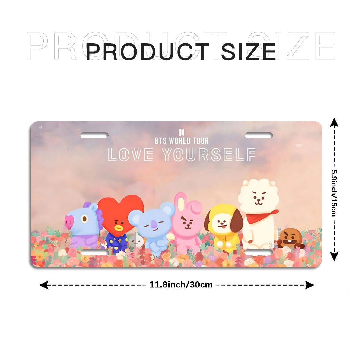 BTS Bt21 Love Yourself World Tour Vanity Plate - BTS License Plate Frame - Army Bangtan car accessories - BTS vanity plate - BT21 vanity - Beyond The Shoppe