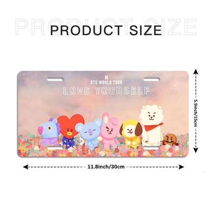 BTS Bt21 Love Yourself World Tour Vanity Plate - BTS License Plate Frame - Army Bangtan car accessories - BTS vanity plate - BT21 vanity - Beyond The Shoppe