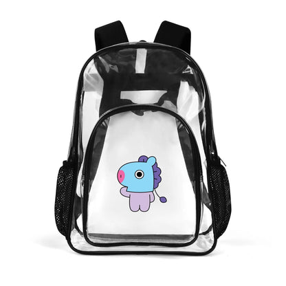 BTS BT21 Mang Clear Backpack 17 Inch PVC Transparent Bookbag - Beyond The Shoppe