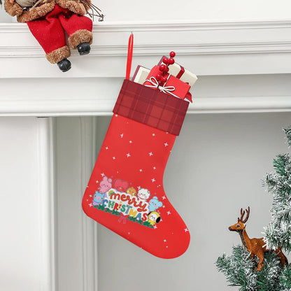 BTS BT21 Merry Christmas Red Classic Holiday 16 - Inch Linen Christmas Stocking – Decor, Soft & Durable - Beyond The Shoppe