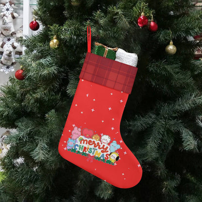 BTS BT21 Merry Christmas Red Classic Holiday 16 - Inch Linen Christmas Stocking – Decor, Soft & Durable - Beyond The Shoppe