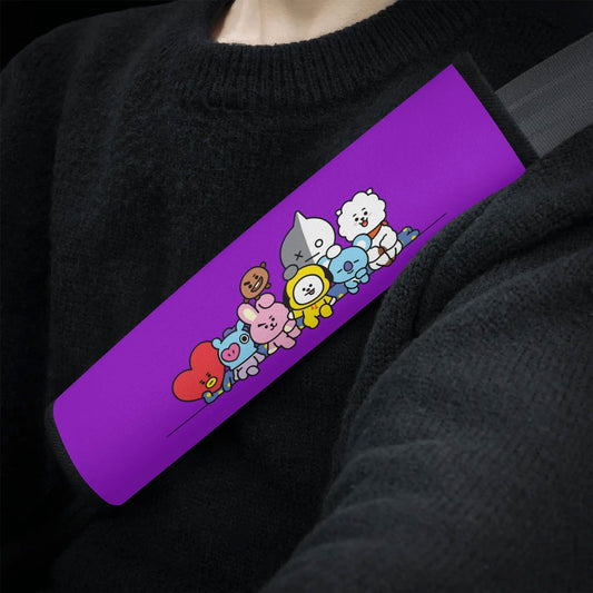 BTS BT21 Purple Car Seat Belt Cover - Choose 1 pc or 2 pc/set - Car accessories and decorations - Beyond The Shoppe