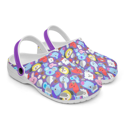 BTS BT21 Purple Designed Women & Men Sizes - Unisex Crocs - Clogs - Slip On Shoes - Beyond The Shoppe