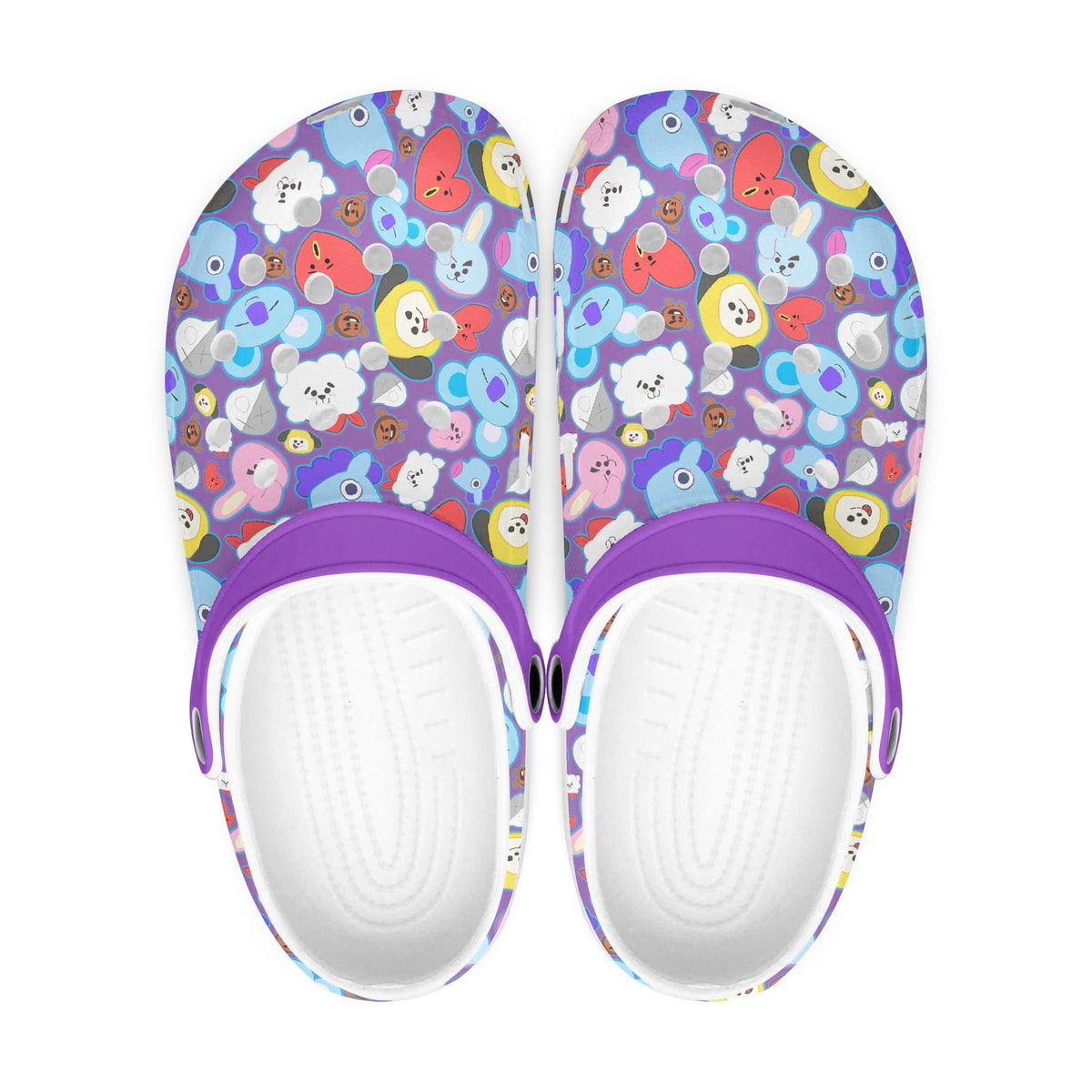 BTS BT21 Purple Designed Women & Men Sizes - Unisex Crocs - Clogs - Slip On Shoes - Beyond The Shoppe