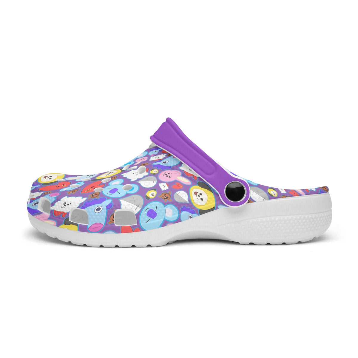 BTS BT21 Purple Designed Women & Men Sizes - Unisex Crocs - Clogs - Slip On Shoes - Beyond The Shoppe