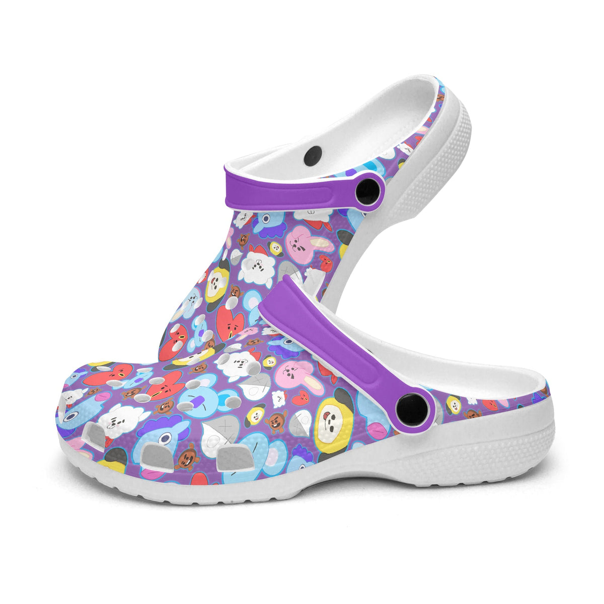 BTS BT21 Purple Designed Women & Men Sizes - Unisex Crocs - Clogs - Slip On Shoes - Beyond The Shoppe