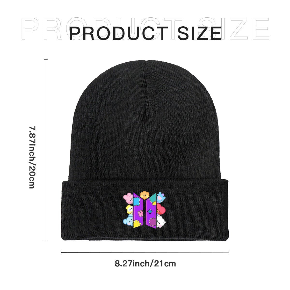 BTS BT21 Purple fun logo Beanie for Adults – Cozy Polyester Knit Hat - Stylish, Comfortable & Trendy Hat - Beyond The Shoppe