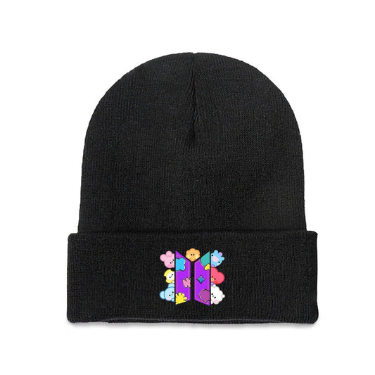 BTS BT21 Purple fun logo Beanie for Adults – Cozy Polyester Knit Hat - Stylish, Comfortable & Trendy Hat - Beyond The Shoppe