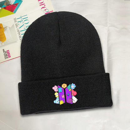BTS BT21 Purple fun logo Beanie for Adults – Cozy Polyester Knit Hat - Stylish, Comfortable & Trendy Hat - Beyond The Shoppe