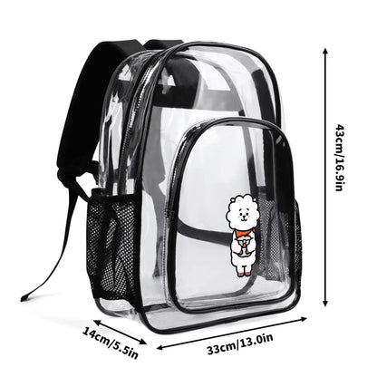 BTS BT21 RJ Clear Backpack 17 Inch PVC Transparent Bookbag - Beyond The Shoppe