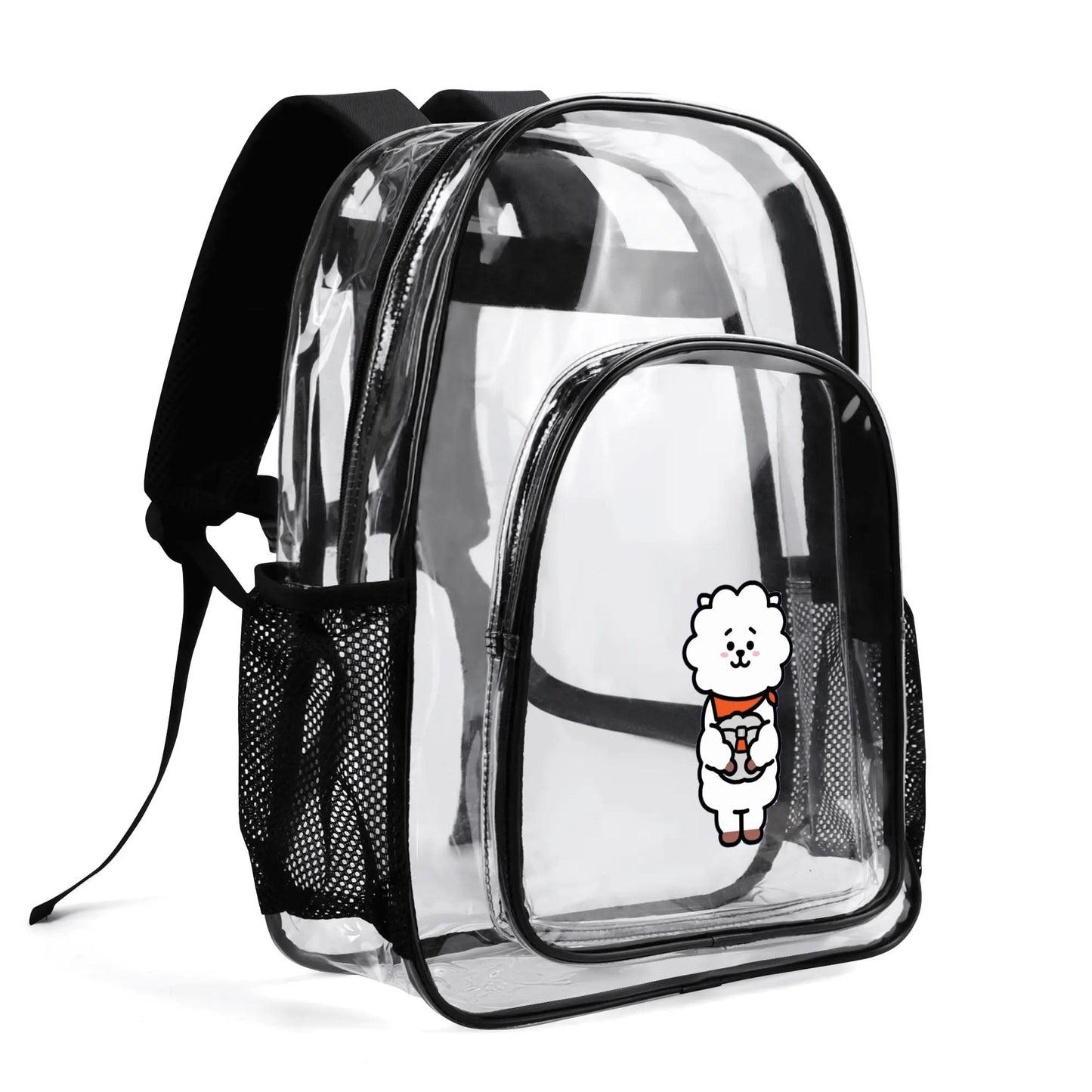 BTS BT21 RJ Clear Backpack 17 Inch PVC Transparent Bookbag - Beyond The Shoppe