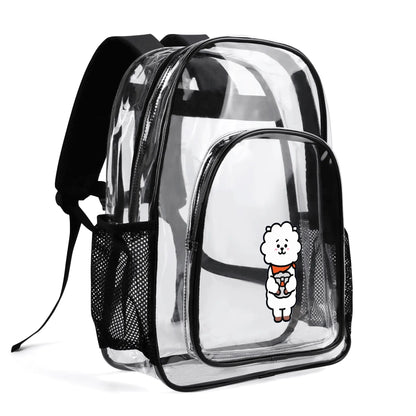 BTS BT21 RJ Clear Backpack 17 Inch PVC Transparent Bookbag - Beyond The Shoppe