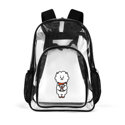 BTS BT21 RJ Clear Backpack 17 Inch PVC Transparent Bookbag - Beyond The Shoppe
