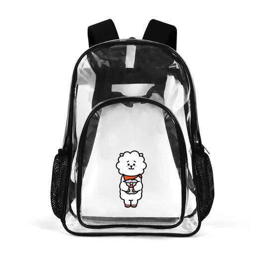 BTS BT21 RJ Clear Backpack 17 Inch PVC Transparent Bookbag - Beyond The Shoppe