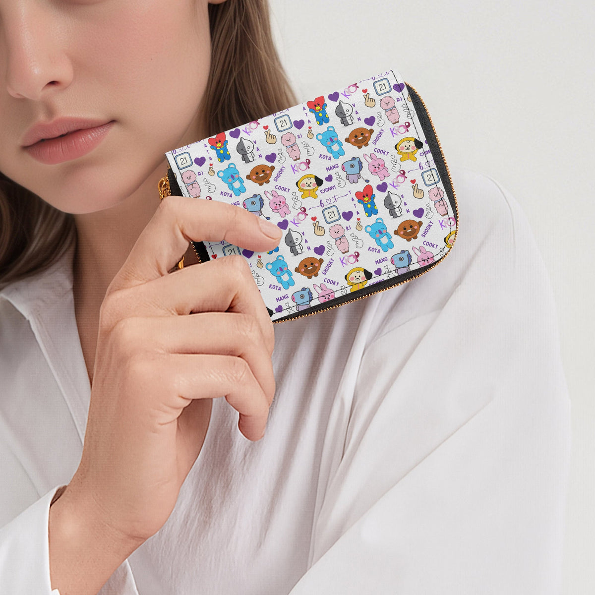BTS BT21 Silly Characters Bifold Zipper Wallet K - Pop Merchandise - Great gift! - Beyond The Shoppe