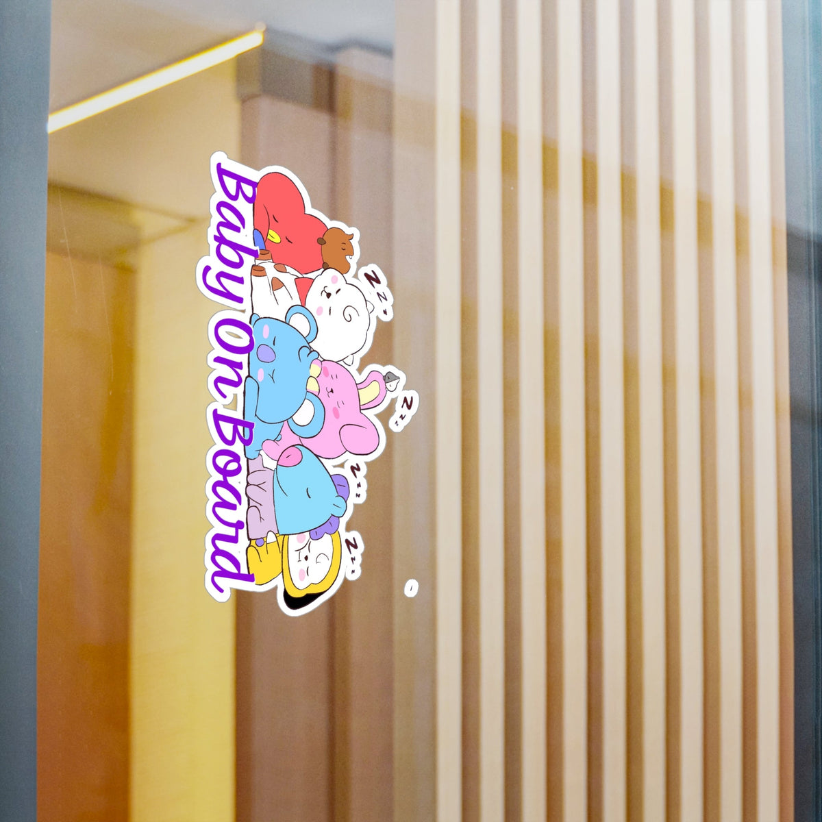 BTS BT21 Sleeping Babies - Baby On Board Vinyl Decals, Fun Stickers - Water, UV and Scratch Resistant! - Beyond The Shoppe