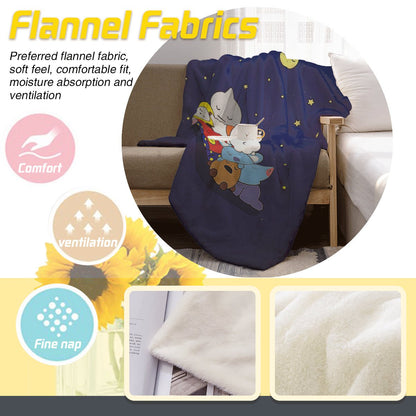BTS BT21 Sleeping under the moon Flannel Breathable Blanket 4 Sizes! Blanket Throw - Beyond The Shoppe