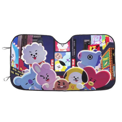BTS BT21 Smiling Car Windshield Sun Shade - Car sun visor - Car sun blocker - Windshield heat shield - Auto sunshade - Beyond The Shoppe