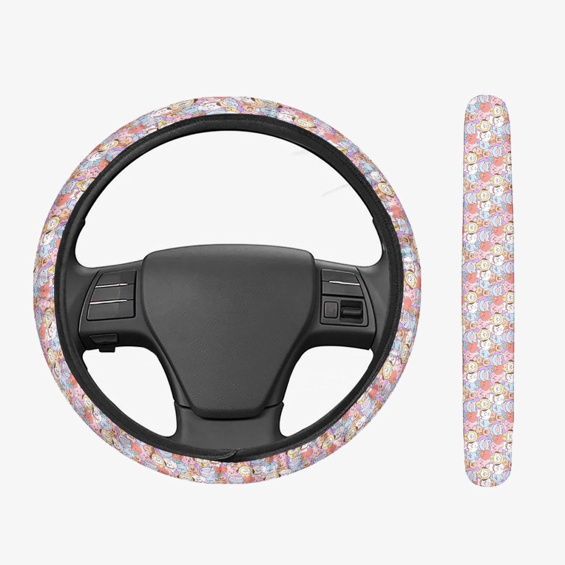 BTS BT21 Steering Wheel Cover - BT21 kawaii pattern - light purple - Great BTS car accessory - BTS gift - bts army - bts car accessories - Beyond The Shoppe