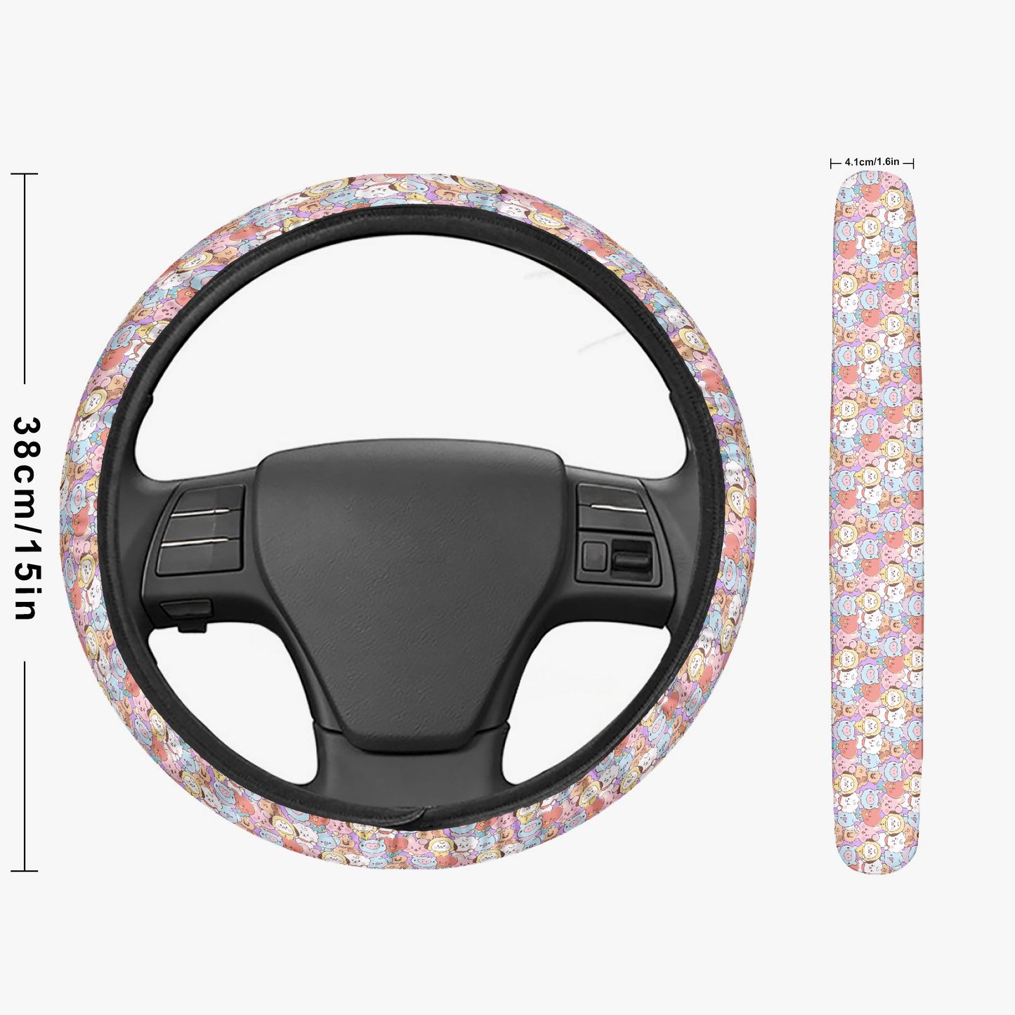 BTS BT21 Steering Wheel Cover - BT21 kawaii pattern - light purple - Great BTS car accessory - BTS gift - bts army - bts car accessories - Beyond The Shoppe