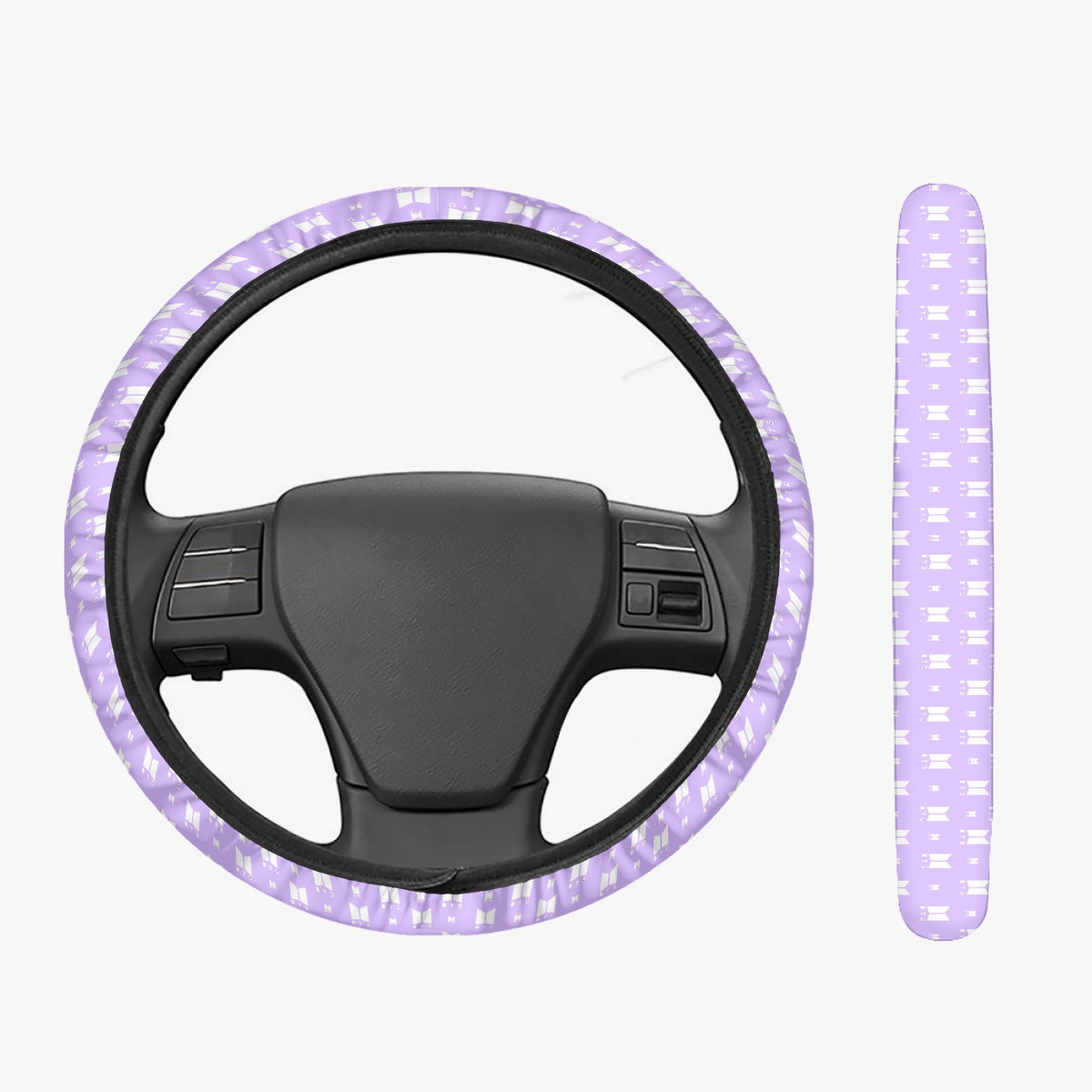BTS BT21 Steering Wheel Cover Lilac & White - BTS logo - Great BTS car accessory - bst gift - bts army - bts car accessories - Beyond The Shoppe