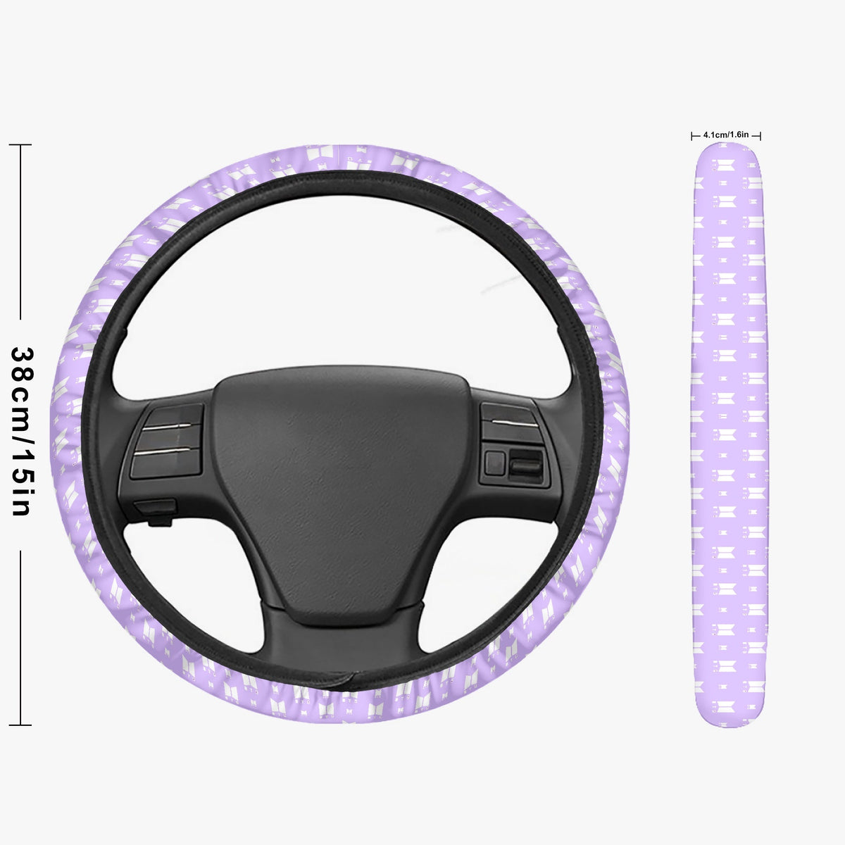 BTS BT21 Steering Wheel Cover Lilac & White - BTS logo - Great BTS car accessory - bst gift - bts army - bts car accessories - Beyond The Shoppe
