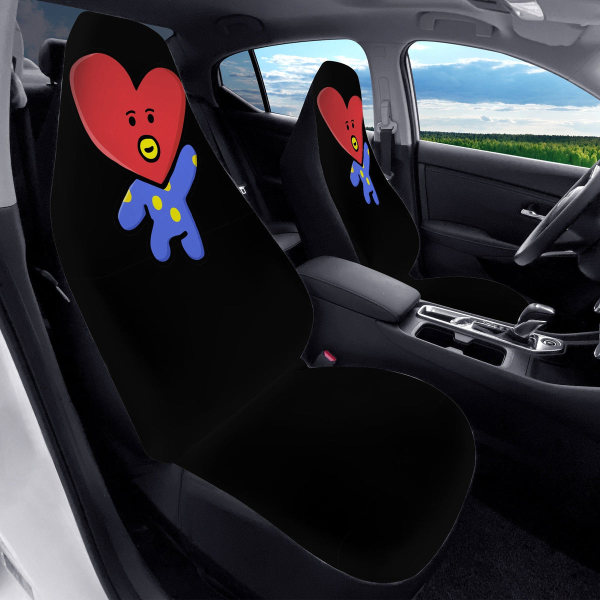 BTS BT21 Tata Car Seat Microfiber Covers - Set of 2 - 8 Designs to choose from! BTS car seat covers - bangtan army car accessories - ARMY - Beyond The Shoppe