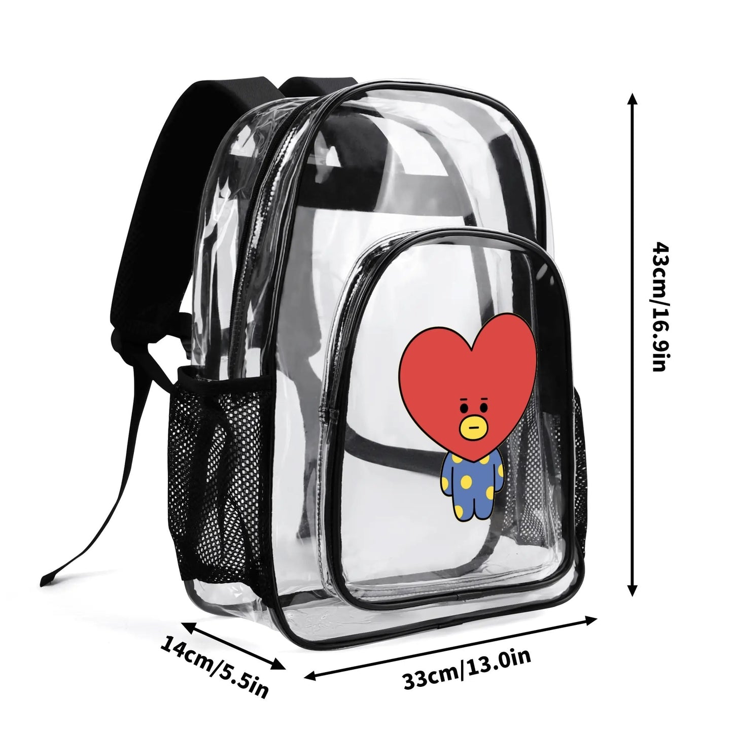 BTS BT21 Tata Clear Backpack 17 Inch PVC Transparent Bookbag - Beyond The Shoppe