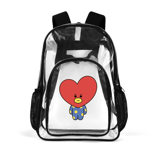 BTS BT21 Tata Clear Backpack 17 Inch PVC Transparent Bookbag - Beyond The Shoppe