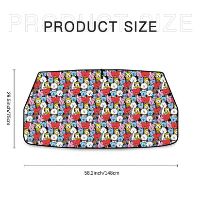 BTS BT21 Themed Sun Shade Parasol Style - Windshield Cover - KPop Themed - Great gift! Car Window Shield - Windshield Protector - Beyond The Shoppe