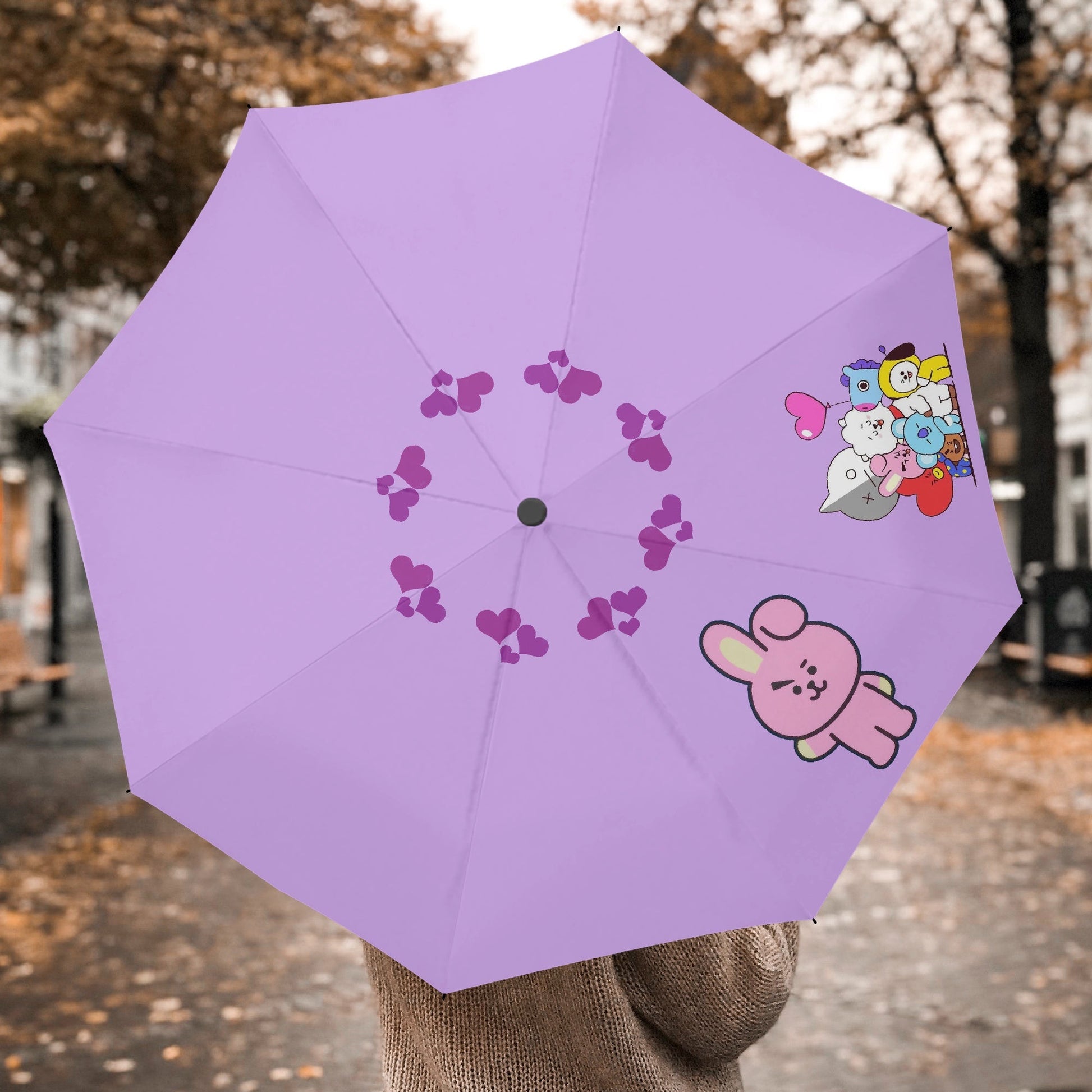 BTS BT21 Umbrella - Custom design featuring Cooky! Automatic opening umbrella - Bts rainy weather, BTS protection from weather - Beyond The Shoppe