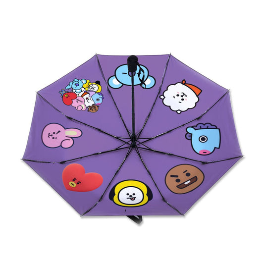 BTS BT21 Umbrella - Pink or Purple! Automatic opening umbrella - Bts rainy weather, BTS protection from weather - Beyond The Shoppe