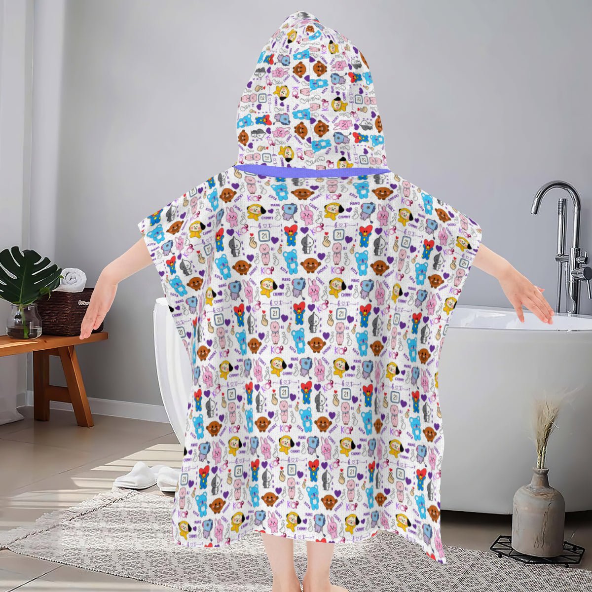 BTS BT21 Unisex Childrens Hooded Bath & Pool Beach Towel - Great for bath time too! - Beyond The Shoppe