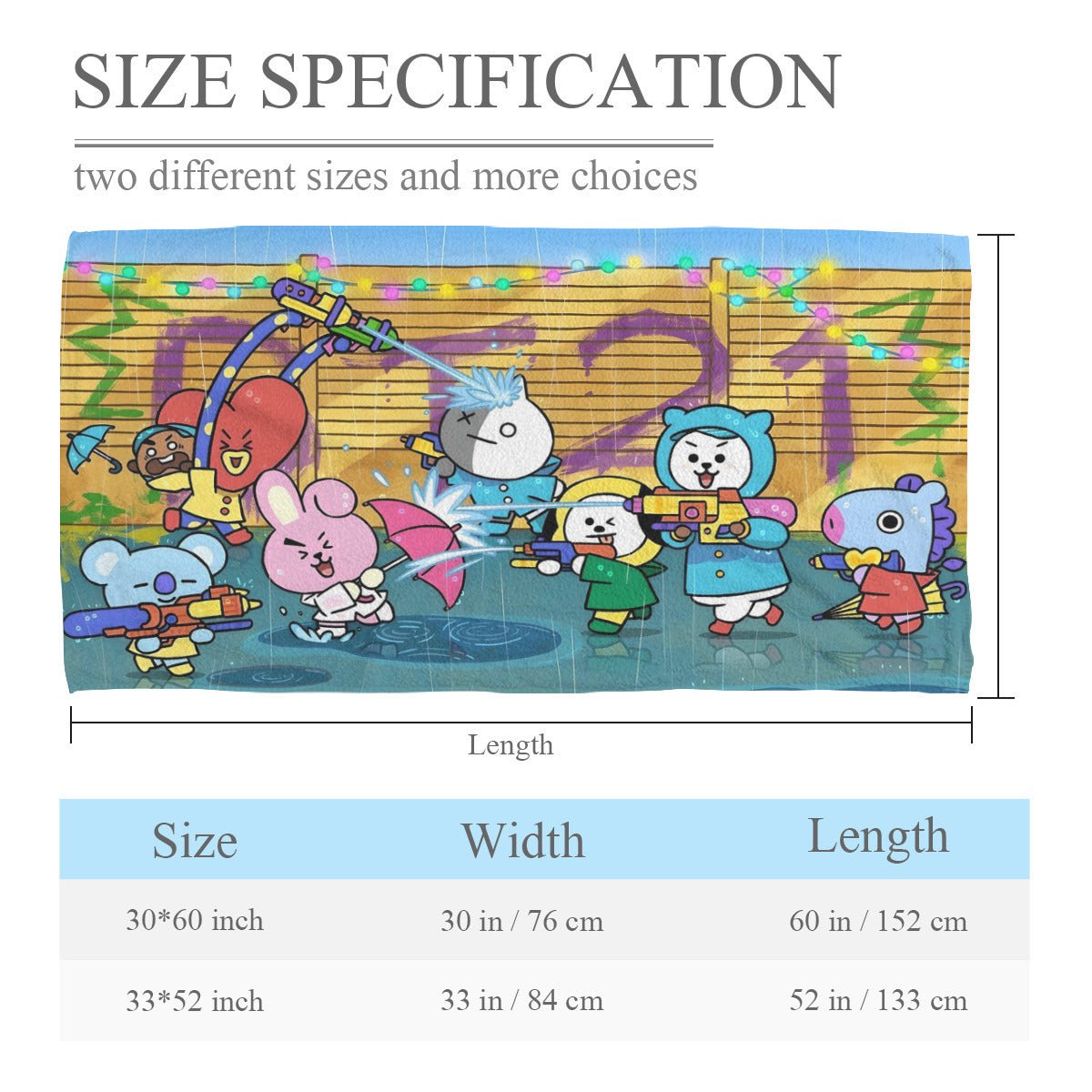 BTS BT21 Watergun Fight Beach towel - Pool towel - Oversized bath towel - Large Towel - Beyond The Shoppe