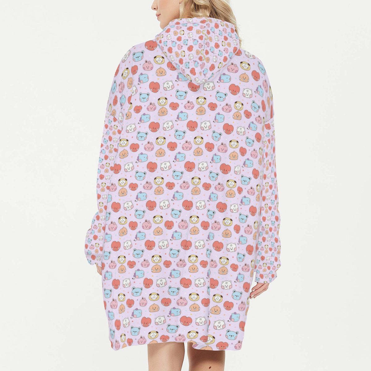 BTS BT21 Wearable Blanket Hoodie, BTS Blanket Hoodie, Oversize Hoodie, Snug Hoodie, Soft Warm Fleece Blanket Hoodie - Beyond The Shoppe