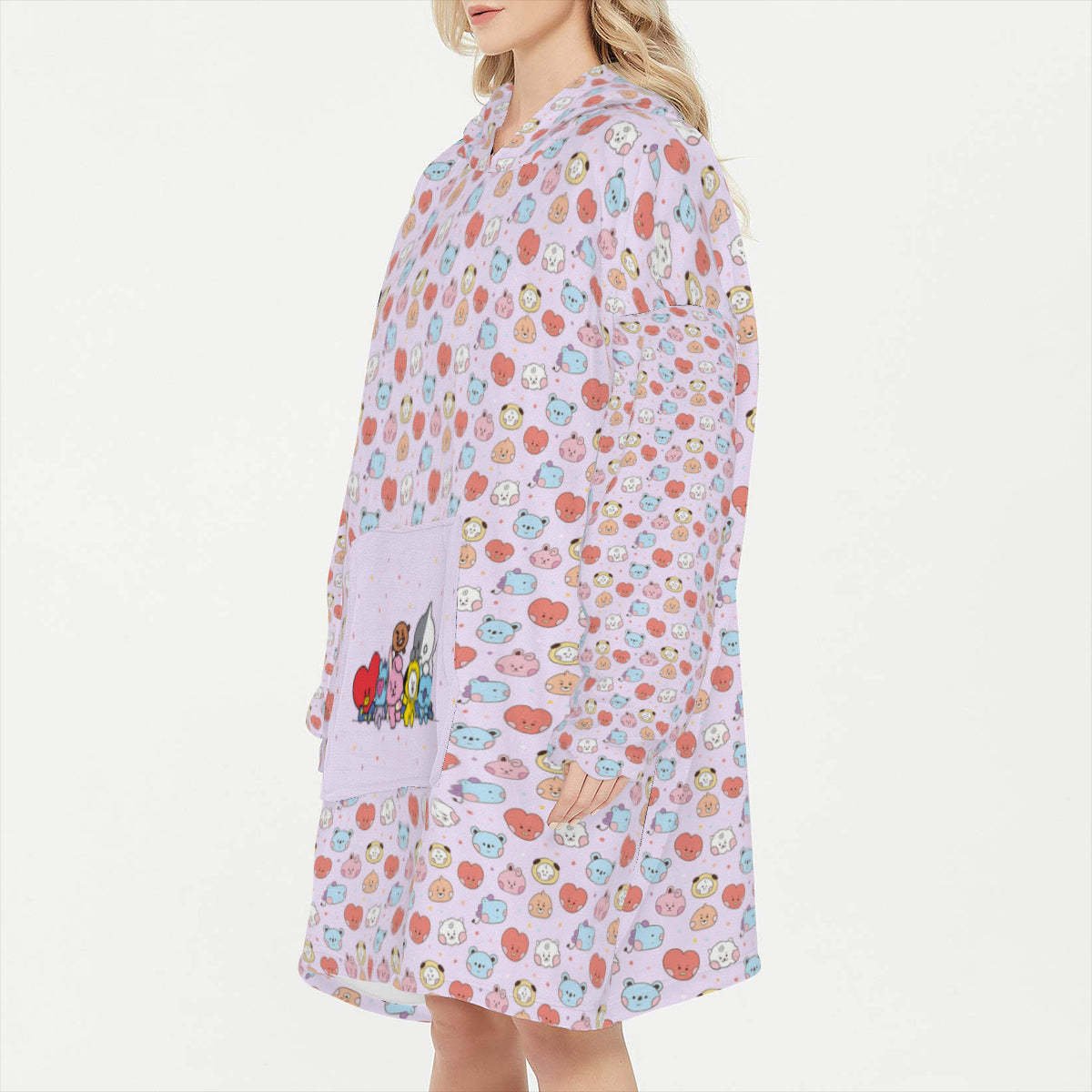 BTS BT21 Wearable Blanket Hoodie, BTS Blanket Hoodie, Oversize Hoodie, Snug Hoodie, Soft Warm Fleece Blanket Hoodie - Beyond The Shoppe