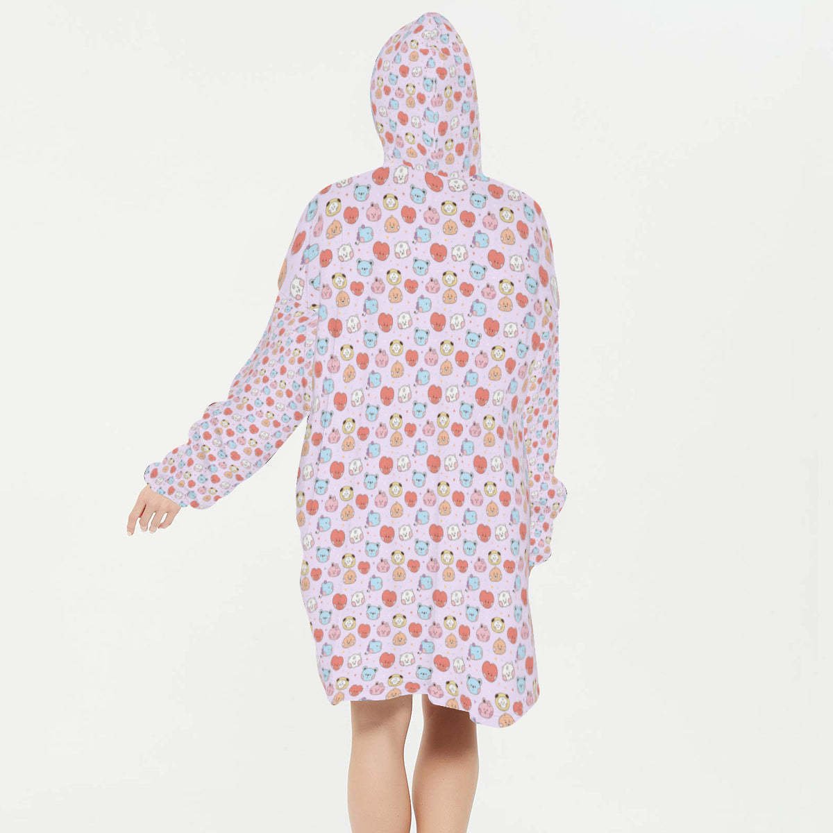 BTS BT21 Wearable Blanket Hoodie, BTS Blanket Hoodie, Oversize Hoodie, Snug Hoodie, Soft Warm Fleece Blanket Hoodie - Beyond The Shoppe