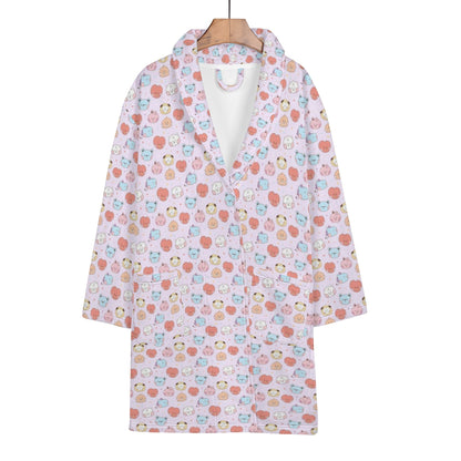 BTS BT21 Women's Short Robe with 2 front pockets with all - over printed design - Beyond The Shoppe