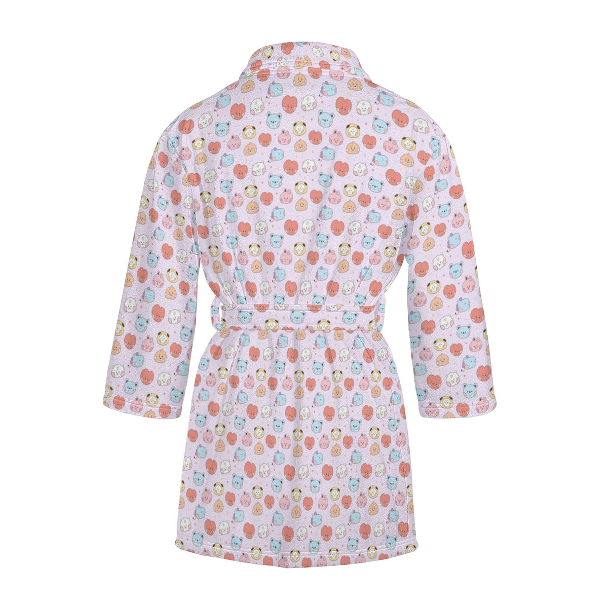 BTS BT21 Women's Short Robe with 2 front pockets with all - over printed design - Beyond The Shoppe