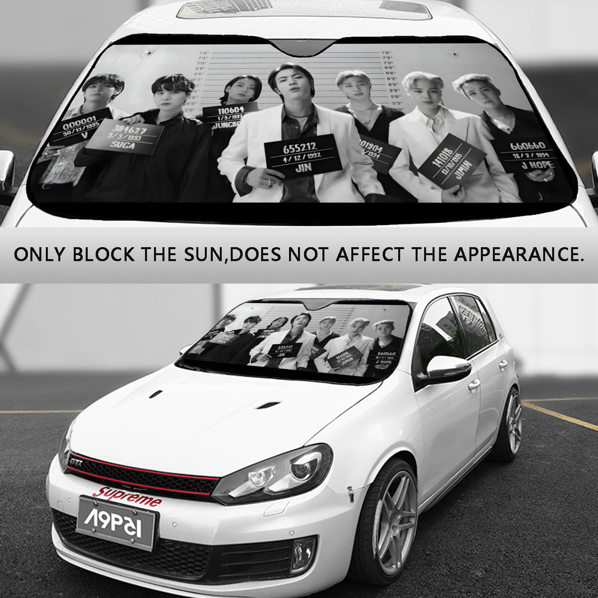 BTS Butter Photo Shoot Sun Shade - Windshield Cover - KPop Themed - Great gift! Car Window Shield - Windshield Protector - Beyond The Shoppe