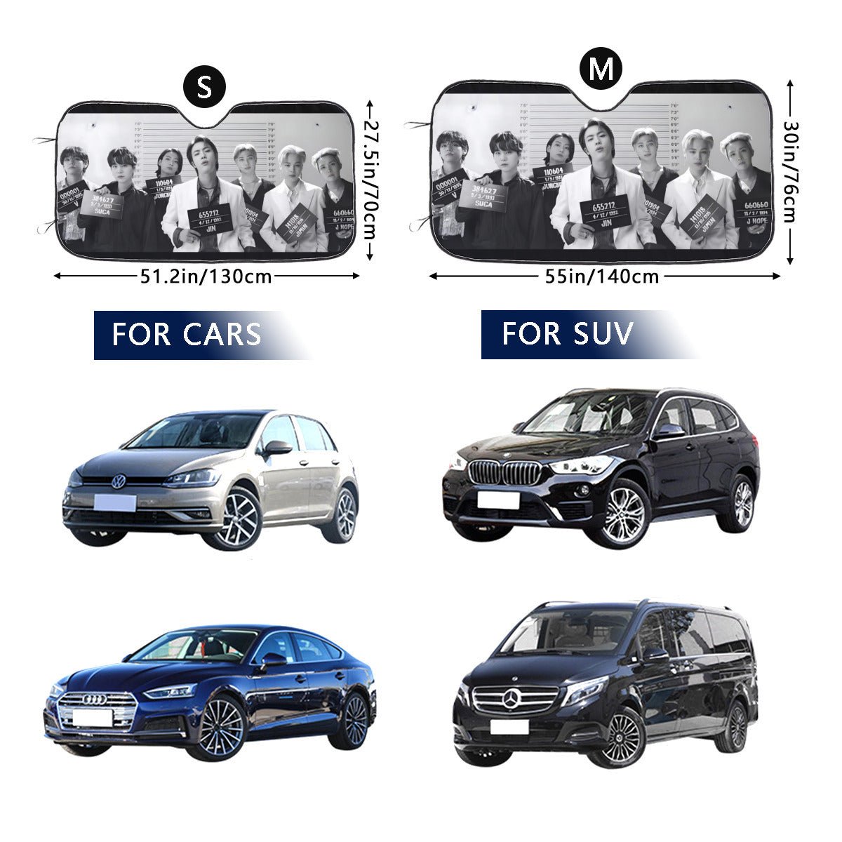 BTS Butter Photo Shoot Sun Shade - Windshield Cover - KPop Themed - Great gift! Car Window Shield - Windshield Protector - Beyond The Shoppe