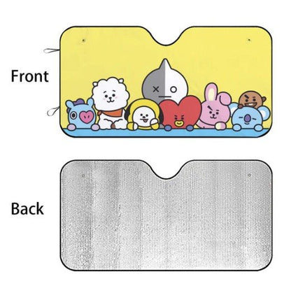 BTS Car Sun Shade - BT21 Car Windshield Sun Shade - Gift for Bangtan Fan, Army Car Sunshade BTS - K - Pop Inspired Car Accessories - KPOP - Beyond The Shoppe