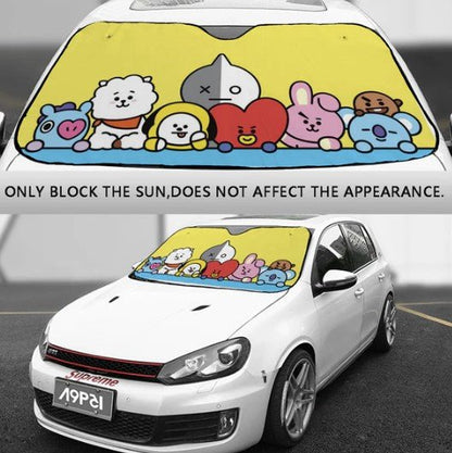 BTS Car Sun Shade - BT21 Car Windshield Sun Shade - Gift for Bangtan Fan, Army Car Sunshade BTS - K - Pop Inspired Car Accessories - KPOP - Beyond The Shoppe