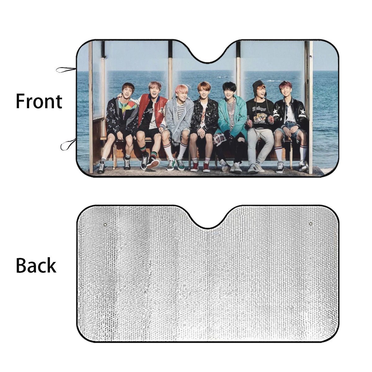 BTS Car Sun Shade - Hyangho Beach Bus Stop - BT21 Car Windshield Sun Shade - Gift for Bangtan Fan, Army Car Sunshade BTS - K - Pop - Beyond The Shoppe