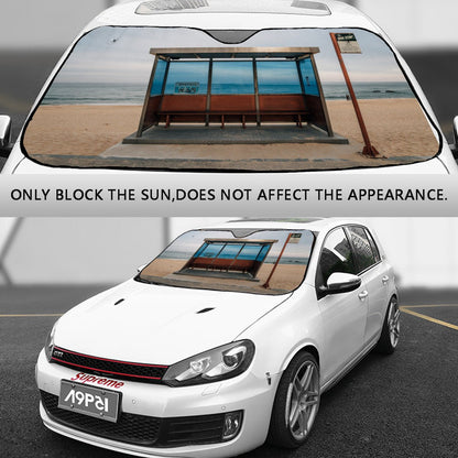 BTS Car Sun Shade - Hyangho Beach Bus Stop - BT21 Car Windshield Sun Shade - Gift for Bangtan Fan, Army Car Sunshade BTS - K - Pop - Beyond The Shoppe