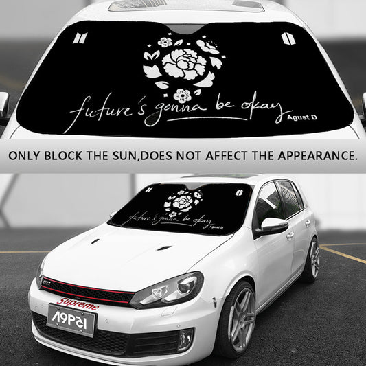 BTS Car Sun Shade - Lotus Flower Agust D - Future's Gonna Be Okay - Car Window Shade - Bangtan Army Car Sunshade BTS - K - Pop Car - Beyond The Shoppe