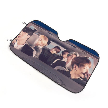BTS Car Sun Shade - OT7 In the car driving - Now in 3 sizes! BT21 Car Windshield Sun Shade - Gift for Bangtan Army Sunshade BTS - K - Pop - Beyond The Shoppe