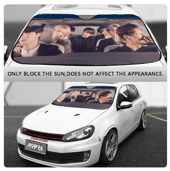 BTS Car Sun Shade - OT7 In the car driving - Ships Immediately! Large - 63.0"x36.0" - Beyond The Shoppe